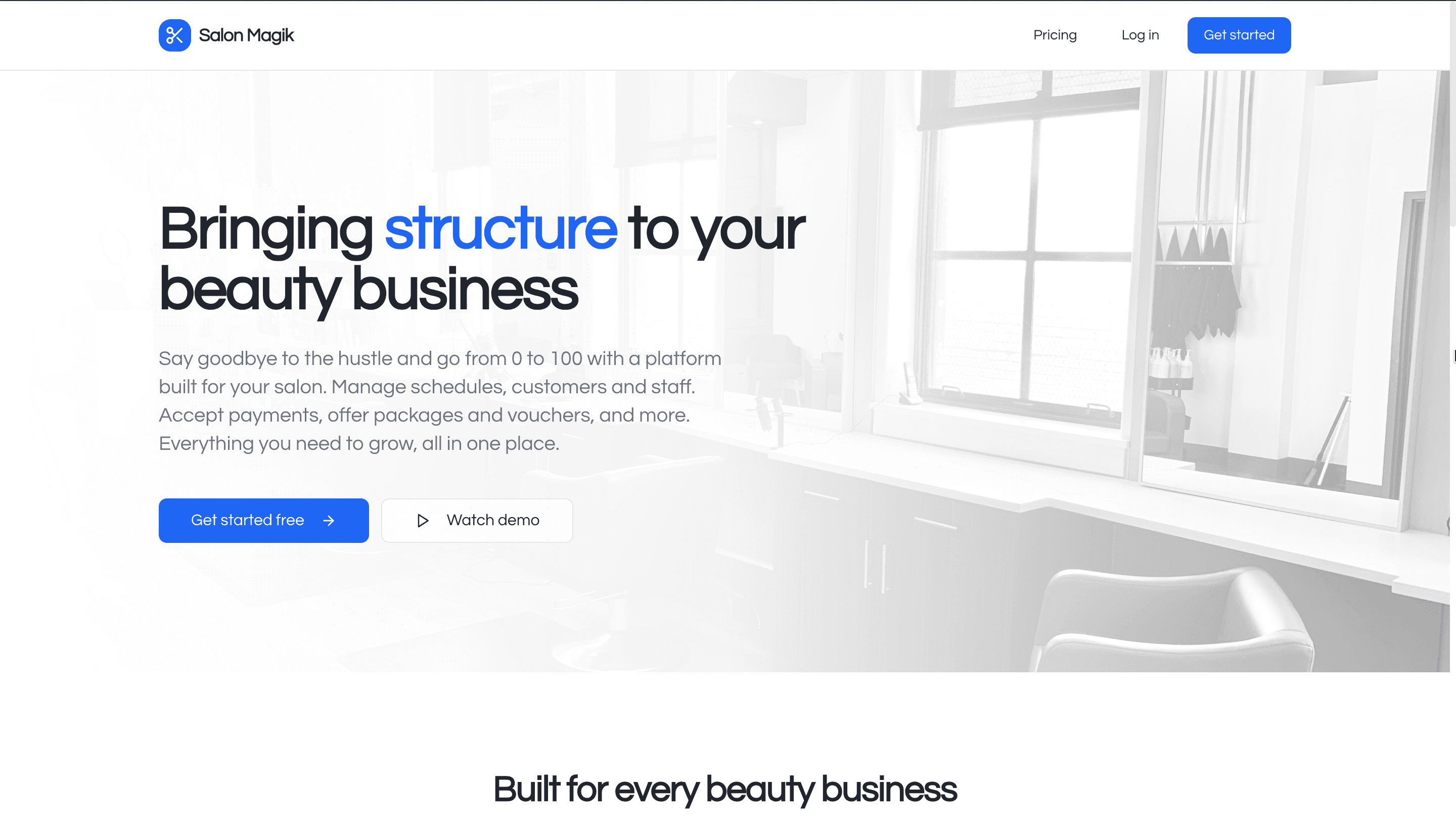 Salon Magik homepage preview